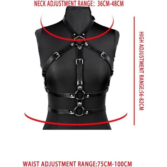 Women Black Punk Leather Harness Belt Fashion Chest Harness Body Chain B… main image 5
